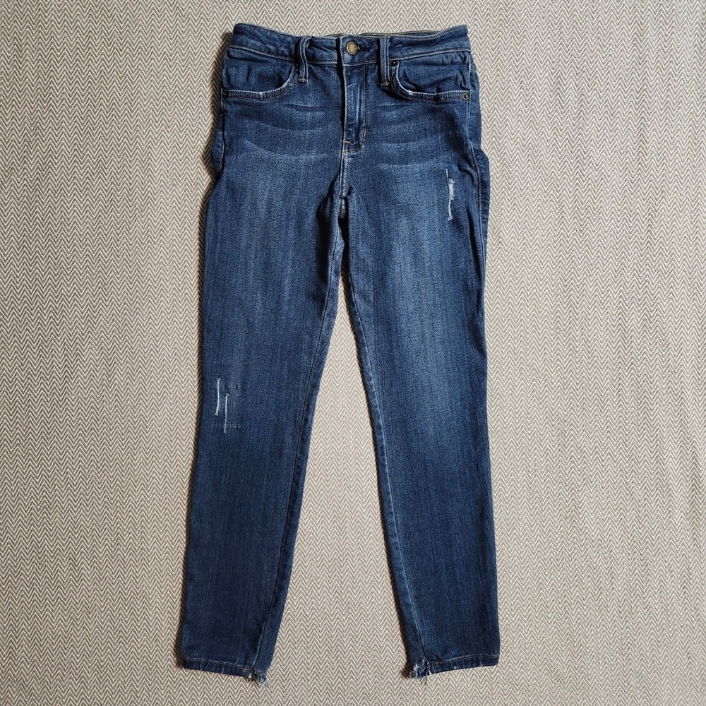 Just USA Womens Mid Rise Skinny Jeans Dark Wash Distressed JP862-A 27